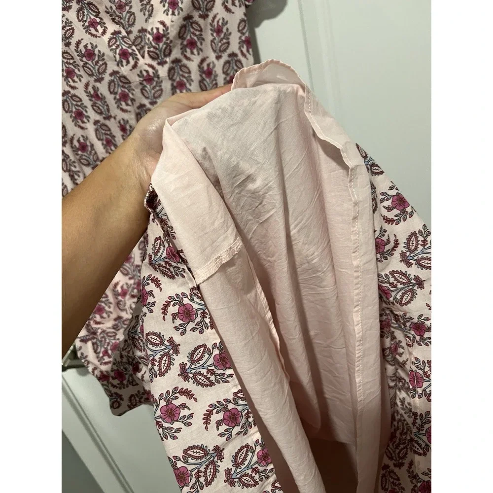 J. Crew Ruffle-Sleeve Cotton Midi Dress‎ Pink Floral Print Women's Size 2
